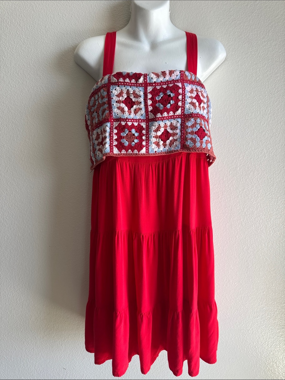New York & Company Red Mini Dress with Embroidered Bodice